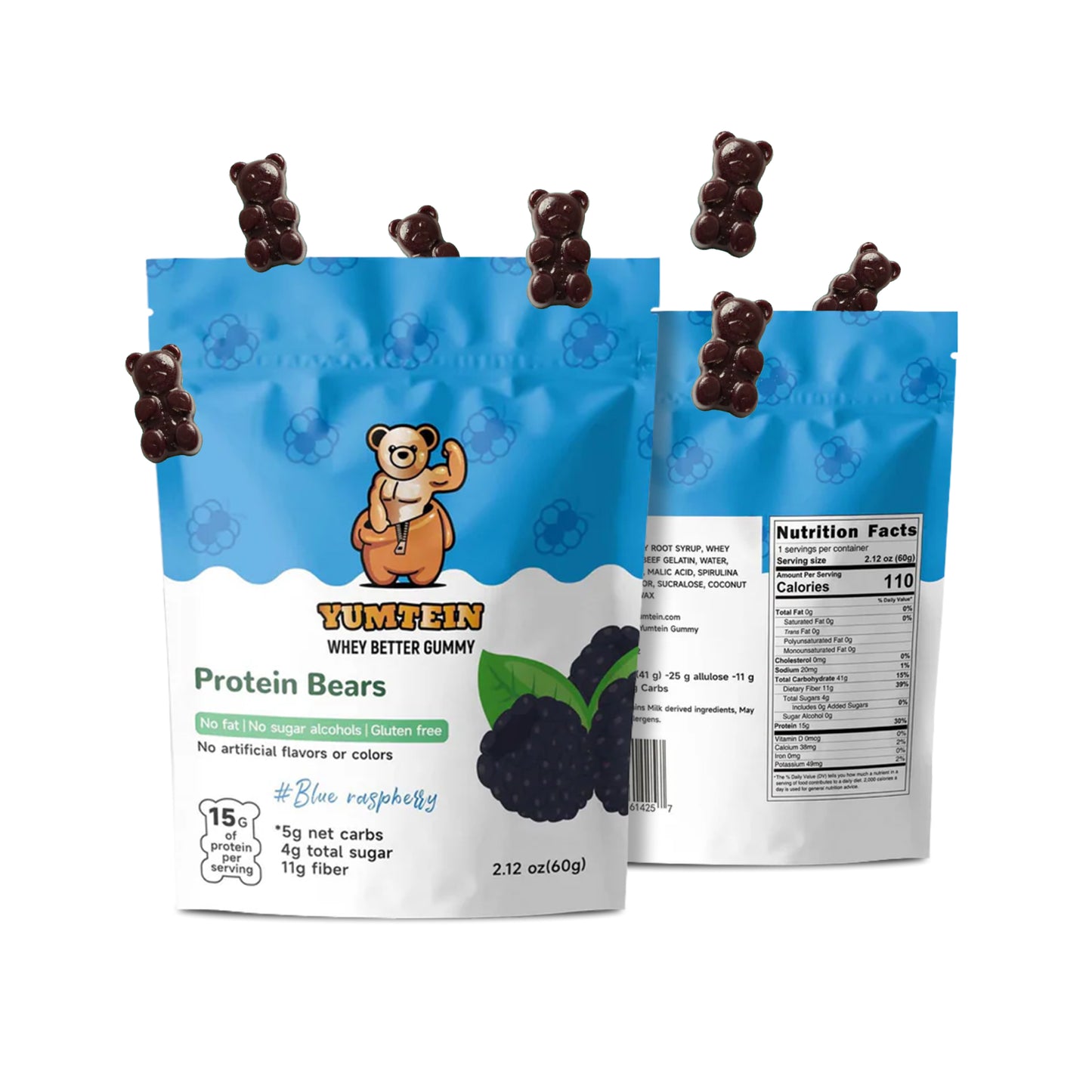 Blue Raspberry Protein Gummy Bears (Pack of 6)