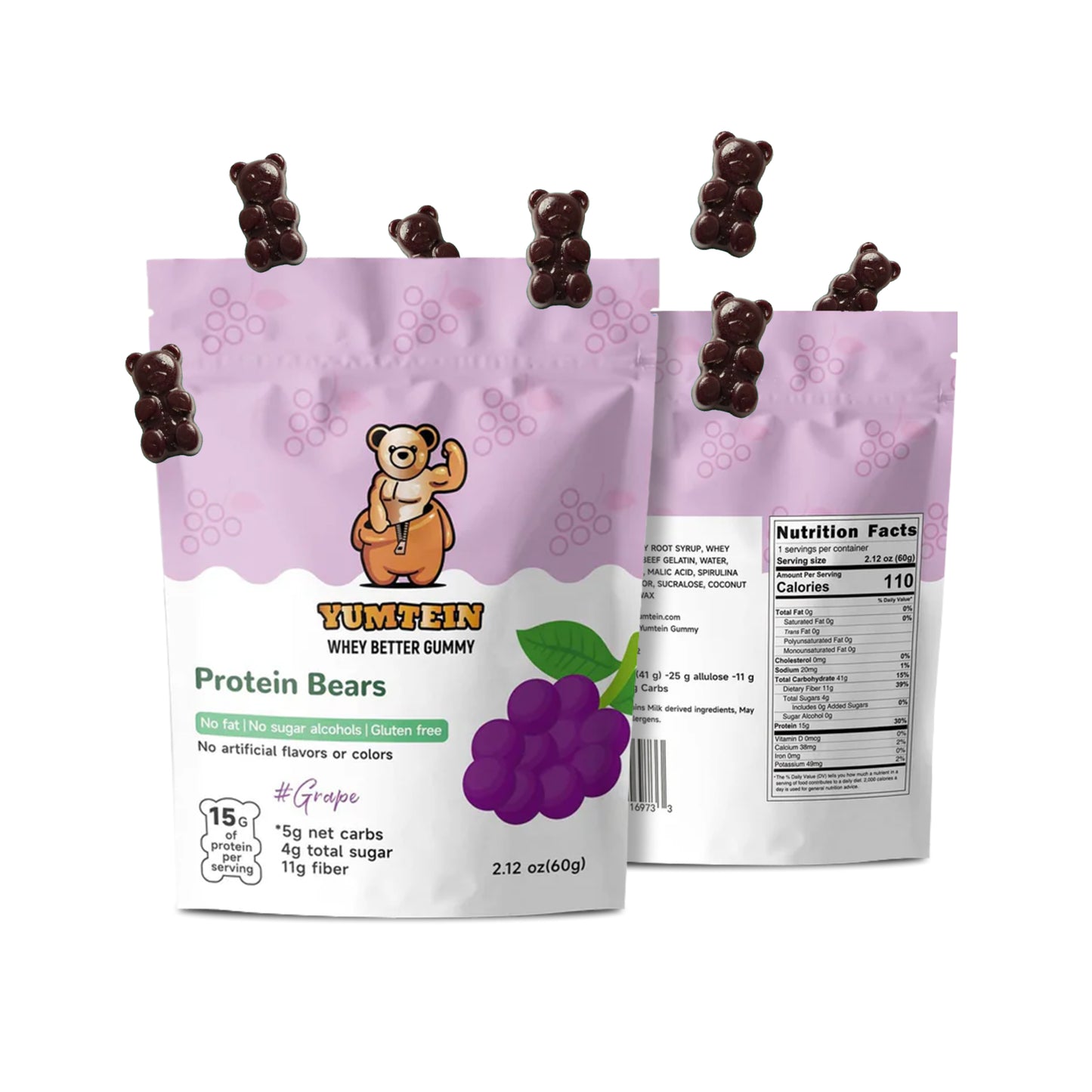 Grape Protein Gummy Bears (Pack of 6)