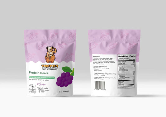 Yumtein Gummy Bears Grape (Pack of 6) High Protein, Low Carbs & Sugar, No Added Sugar, No Artificial Color or Flavors, Gluten Free