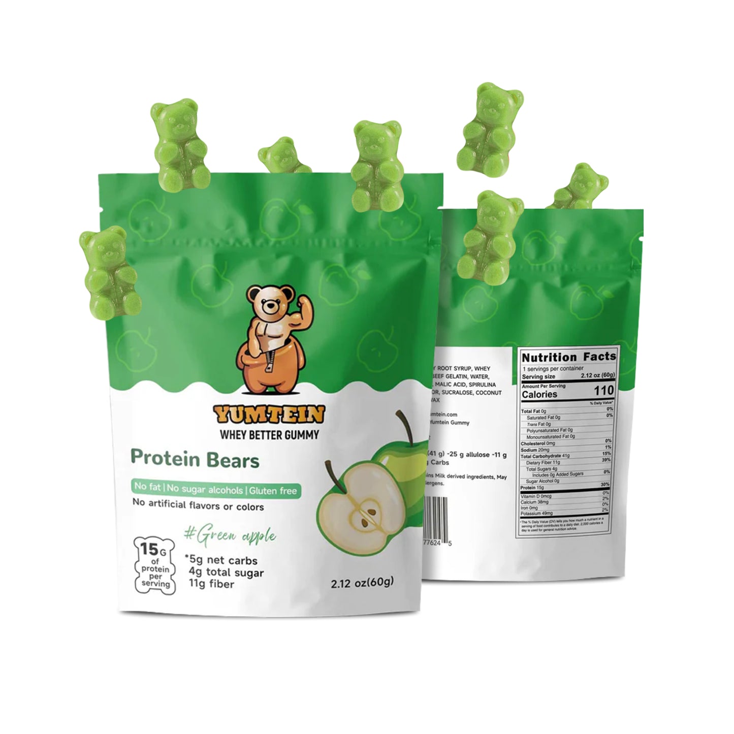 Green Apple Protein Gummy Bears (Pack of 6)