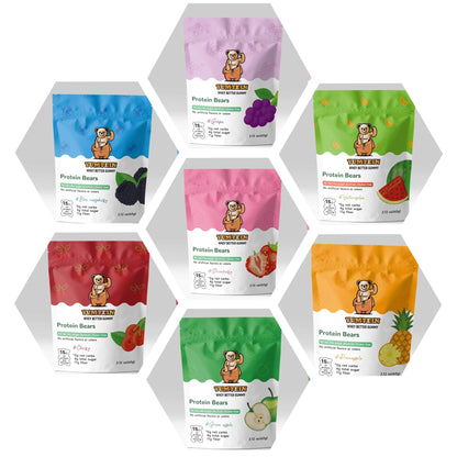 Yumtein Gummy Bears (Pack of 7) High Protein, Low Carbs & Sugar, No Added Sugar, No Artificial Color or Flavors, Gluten Free